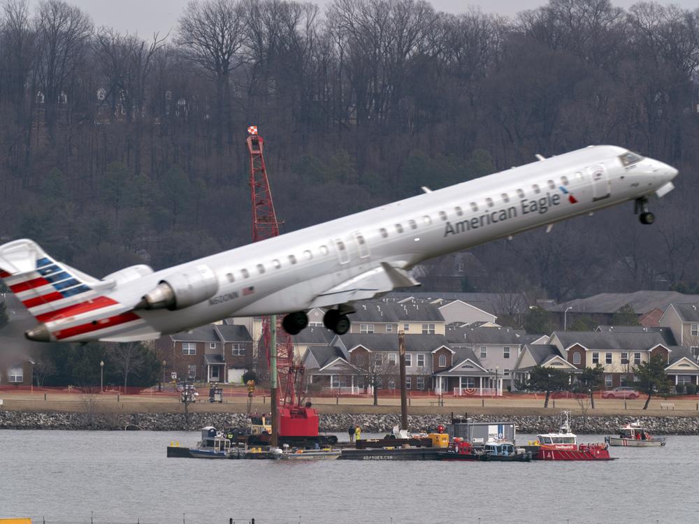 On Feb. 6, salvage crews work on recovering wreckage in the Potomac River near where an American Airlines jet and a Black Hawk helicopter collided in midair as the jet was about to land at Ronald Reagan Washington National Airport on Jan. 29.
