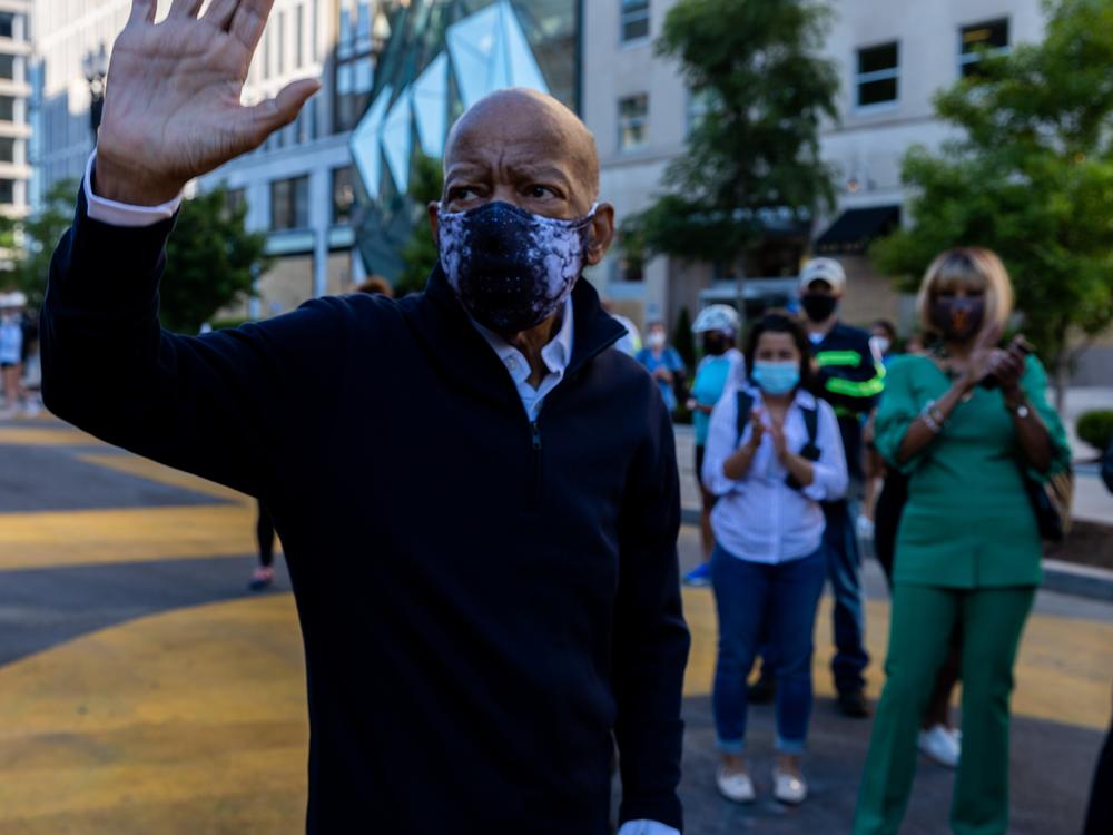 Rep. John Lewis of Georgia is seen in Black Lives Matter Plaza on June 7, 2020.