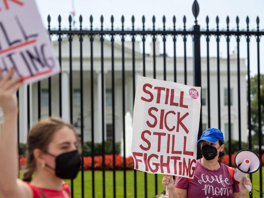 Long COVID patients haven't stopped pushing for more research funding to find treatments for their condition, including this protest in Washington, D.C. in 2022.
