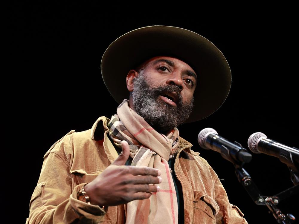 NEW YORK, NEW YORK - JANUARY 15: Freedom Readers Founder Reginald Dwayne Betts speaks on stage during 38th Annual Brooklyn Tribute To Dr. Martin Luther King, Jr. at BAM Howard Gilman Opera House on January 15, 2024 in New York City. (Photo by Jason Mendez/Getty Images for (BAM) Brooklyn Academy of Music )