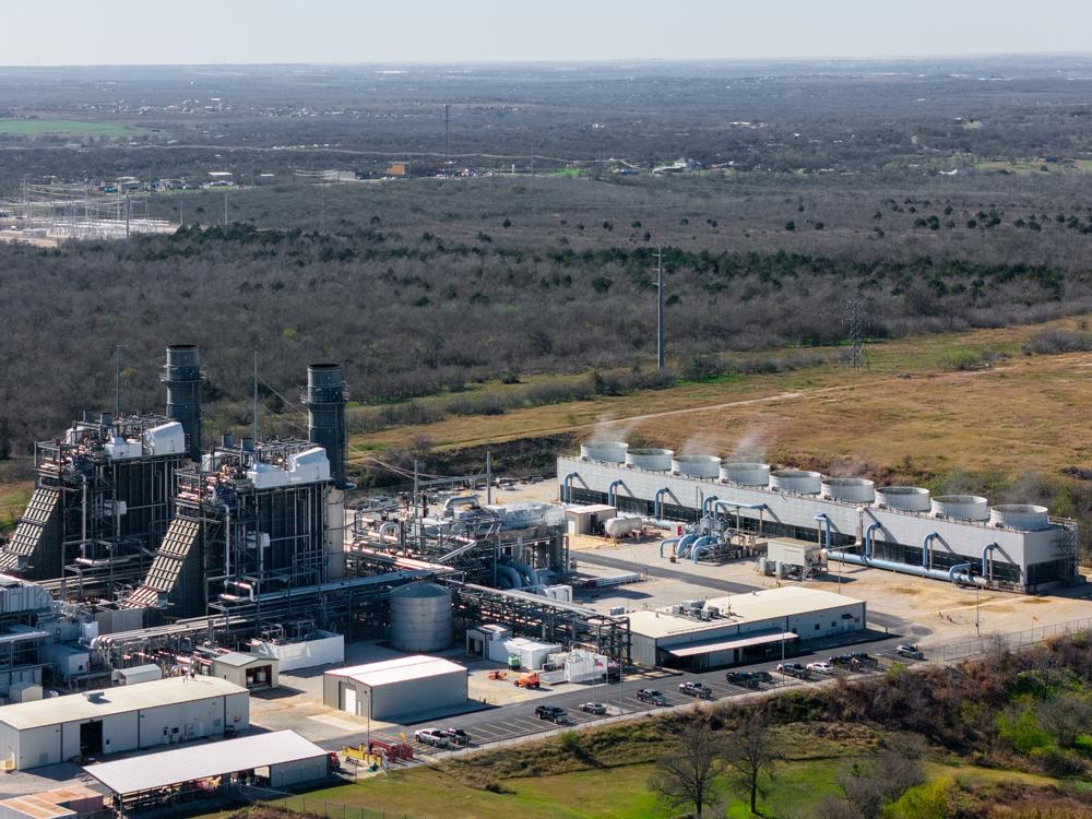 The natural gas-fired Bastrop Energy Center Power Plant in Cedar Creek, Texas.