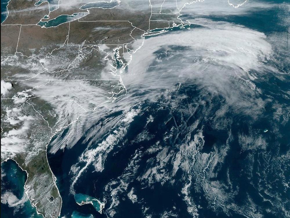 This satellite image from NOAA shows a March megastorm building across the United States on Thursday, March 13, 2025.