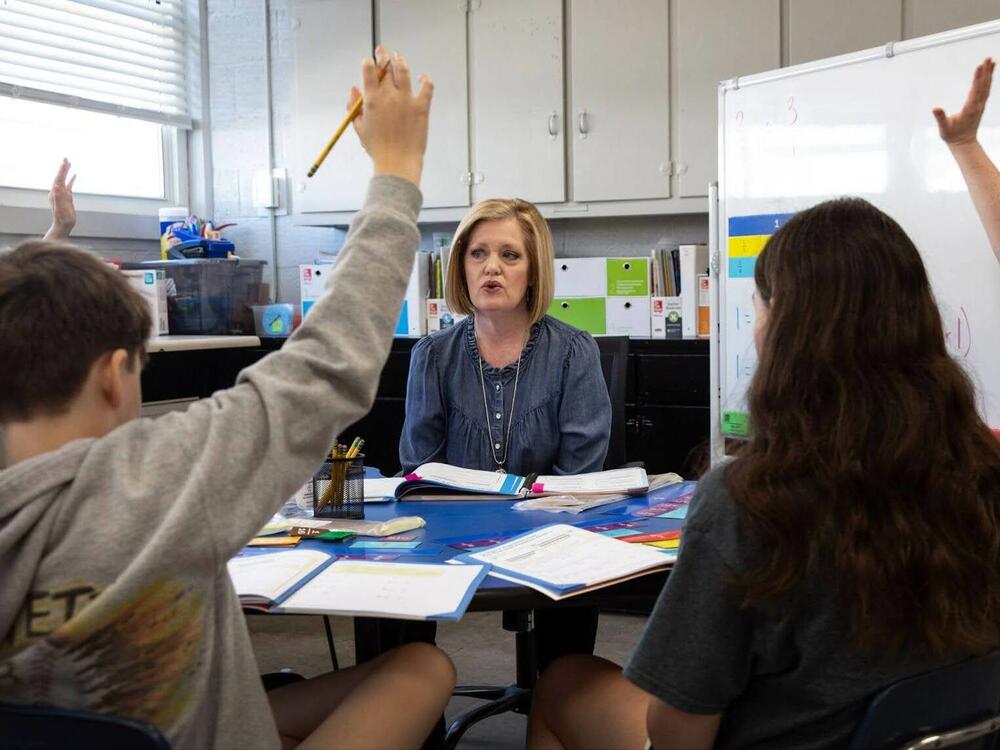 Deborah Young is a district math interventionist, helping students with their fractions.