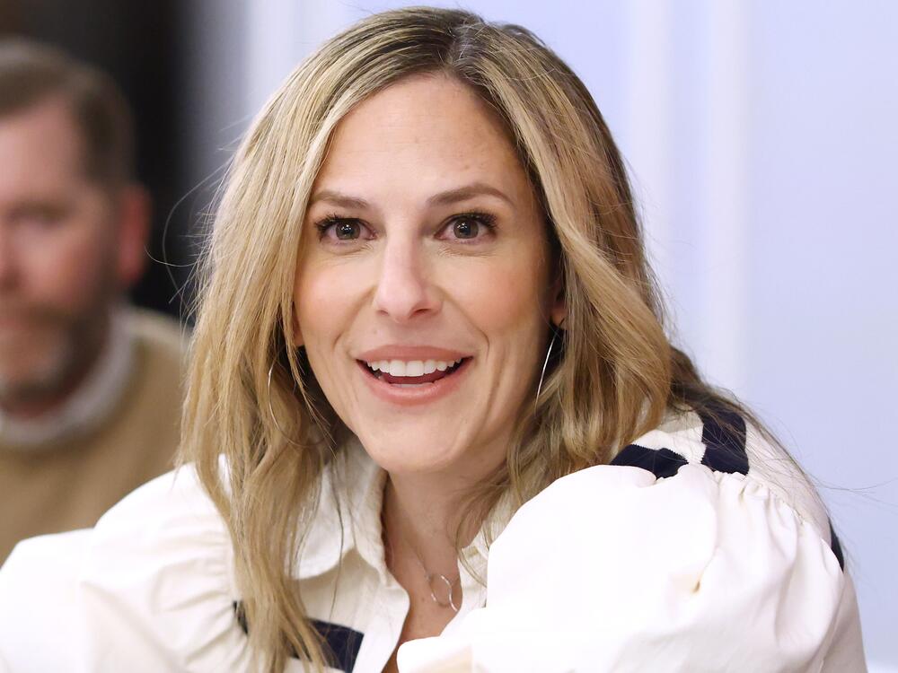 NWSL Commissioner Jessica Berman speaks with the press during the 2025 NWSL Media Day in January.