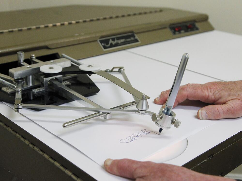 The Autopen Model 80 in 2011. President Trump is accusing Biden of using an autopen to sign documents, as many presidents have over the years.