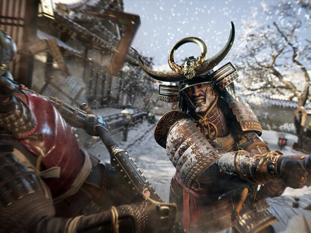 Yasuke uses a heavy kanabo to clobber an opposing samurai.
