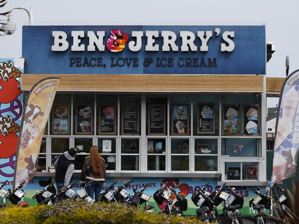A Ben & Jerry's storefront in San Francisco, pictured Wednesday. The ice cream company says in a legal filing that Unilever unlawfully and abruptly ousted its CEO earlier this month.