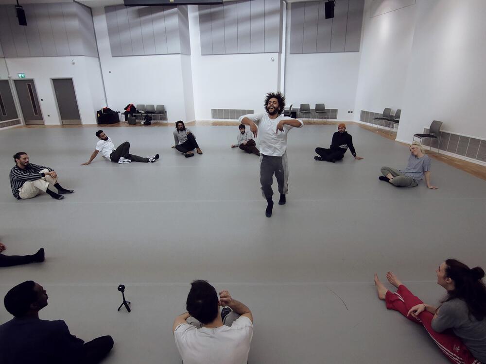 Dancer Chris Radford performs with friends during rehearsals at Fabric Studio in Birmingham in the United Kingdom. Photographer Anthony Shintai says: 