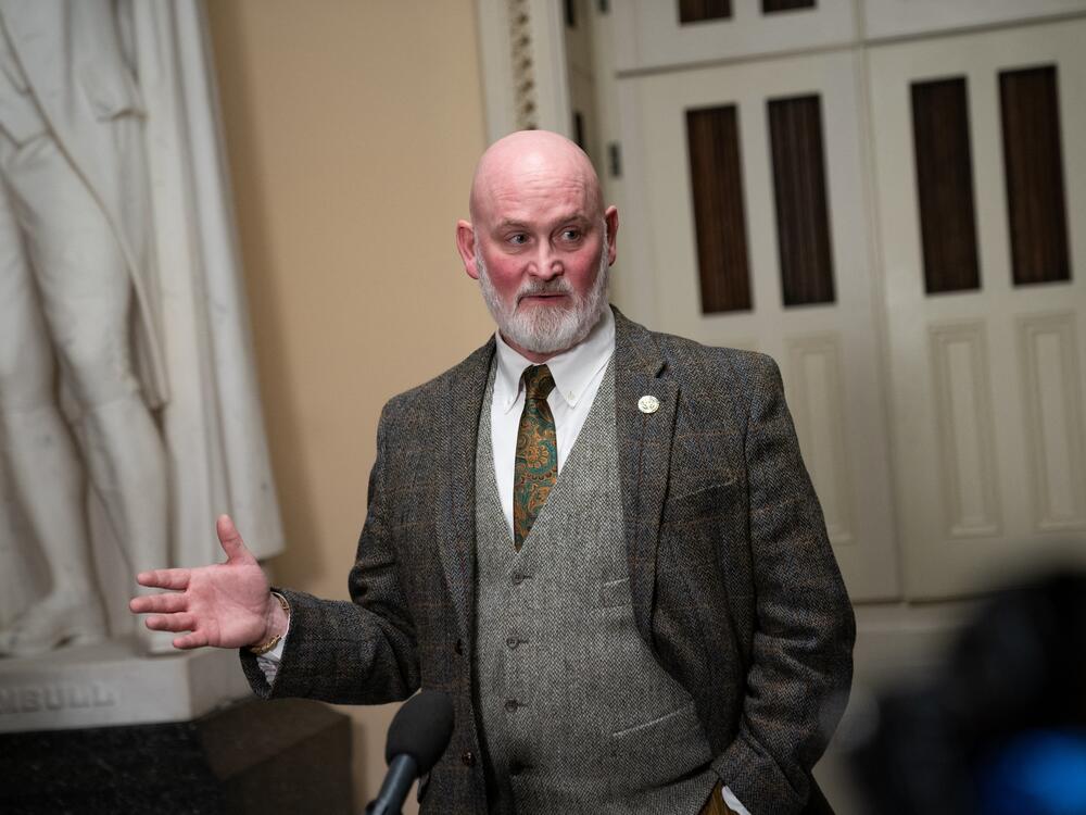 Republican Rep. Derrick Van Orden of Wisconsin speaks to the media ahead in Washington, D.C., on Dec. 19, 2024.
