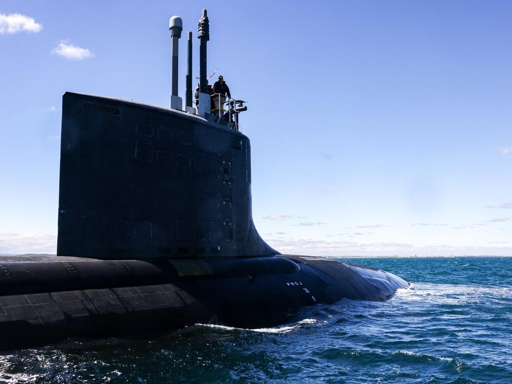 The U.S. Navy's USS Minnesota (SSN-783), a Virginia-class fast attack submarine, sails in waters off the coast of Western Australia on March 16.