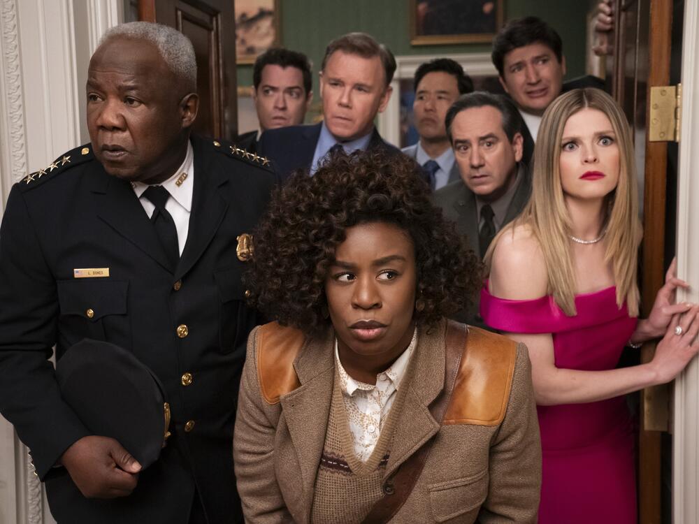 Uzo Aduba, center, stars as detective Cordelia Cupp in Netflix's <em>The Residence.</em>