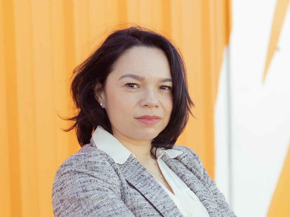 Zarha Ruiz, branch chief of environmental compliance and manufacturing safety at the Department of Cannabis Control, outside Vibe Cultivators.