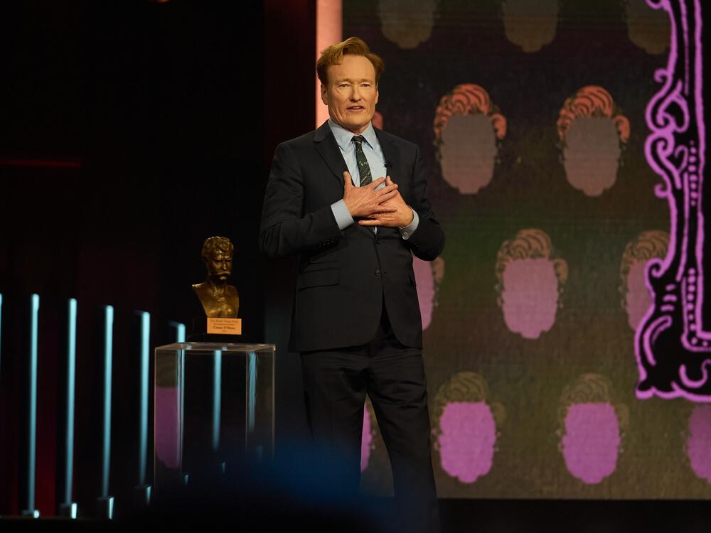 Conan O'Brien accepts the Mark Twain Prize for American Humor at the Kennedy Center on March 23, 2025.