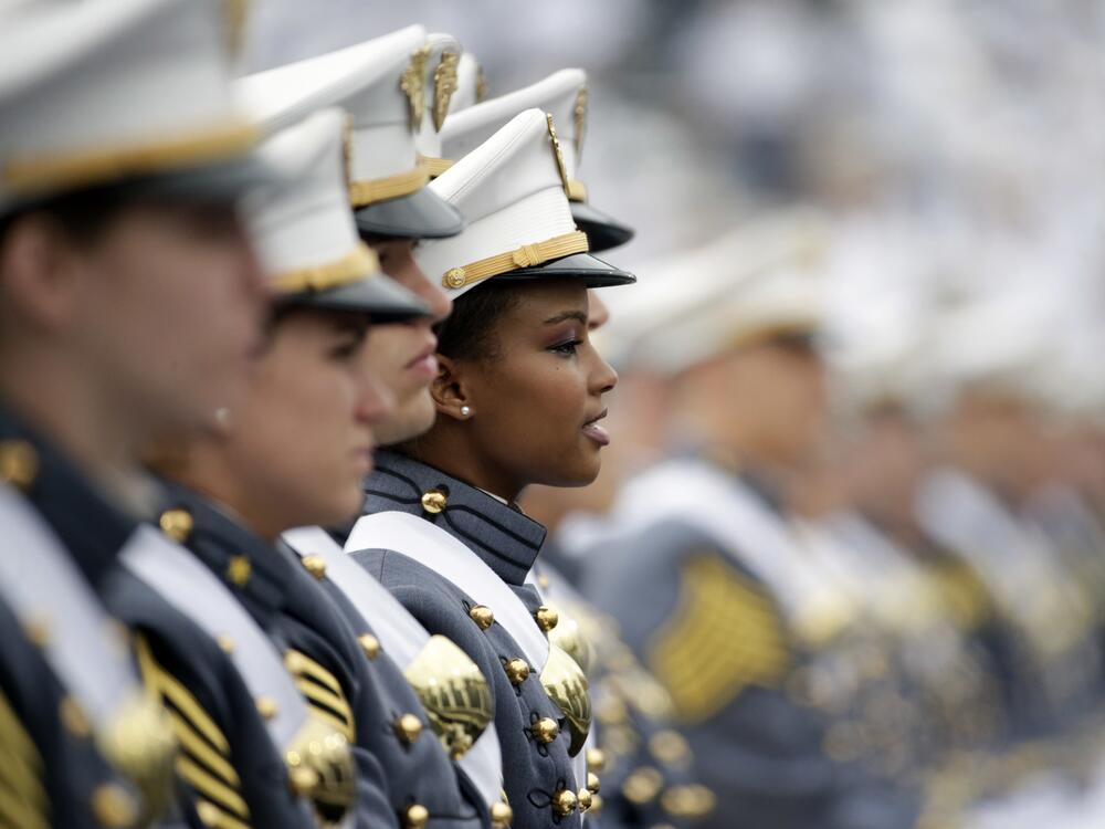 The Pentagon's push to cleanse online materials of DEI-related content could alienate potential recruits from important demographics, experts tell NPR. Here, a 2016 photo shows cadets at their graduation and commissioning ceremony at the U.S. Military Academy in West Point, N.Y.