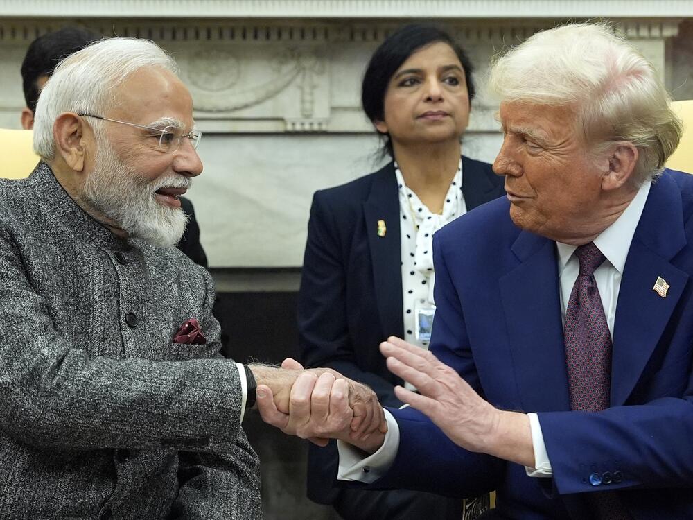 President Trump shakes hands with India's Prime Minister Narendra Modi at the White House, Feb. 13.