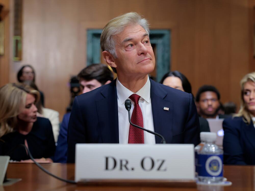 Dr. Mehmet Oz at his confirmation hearing with the Senate Finance Committee on March 14. The committee voted to advance his nomination on Tuesday.