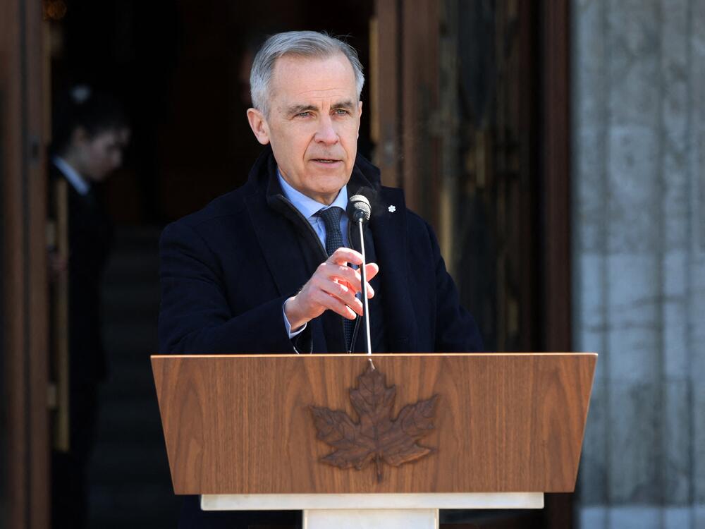 Canadian Prime Minister Mark Carney has set a snap election for April 28 — the first time he'll run for an elected public office. He's seen here at Rideau Hall in Ottawa on Sunday.