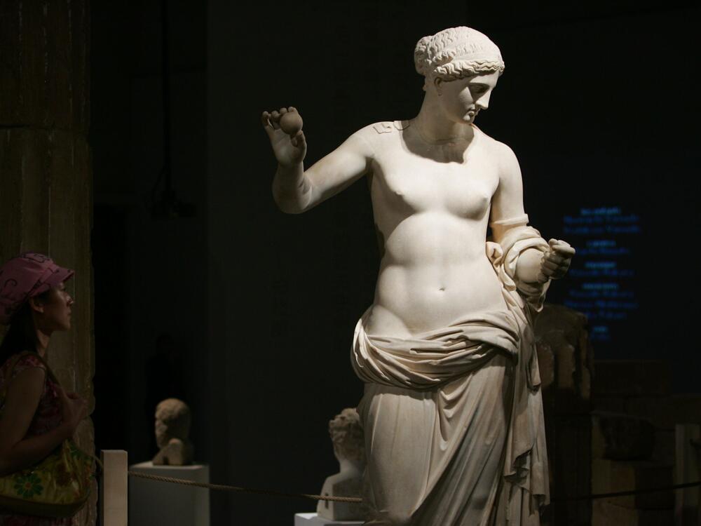 A sculpture of Aphrodite is displayed during an exhibition of ancient Greek art in 2007 in Beijing, China. The collection is from the 5th and 4th centuries B.C. Many ancient statues were scented, a researcher says.