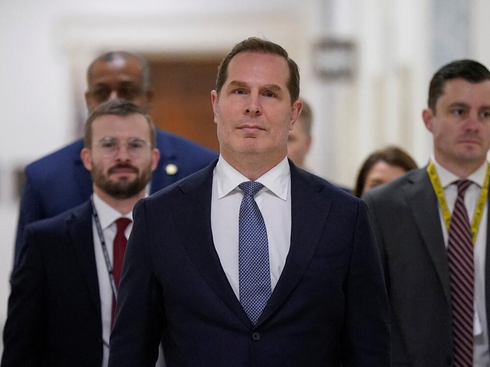 Pete Marocco (center), who served as deputy administrator for USAID in the new Trump administration until last week, arrives at Capitol Hill on March 5 to meet with members of Congress to discuss foreign assistance. He was on staff at the agency during the first Trump administration — and both times sought to cut many of its programs.