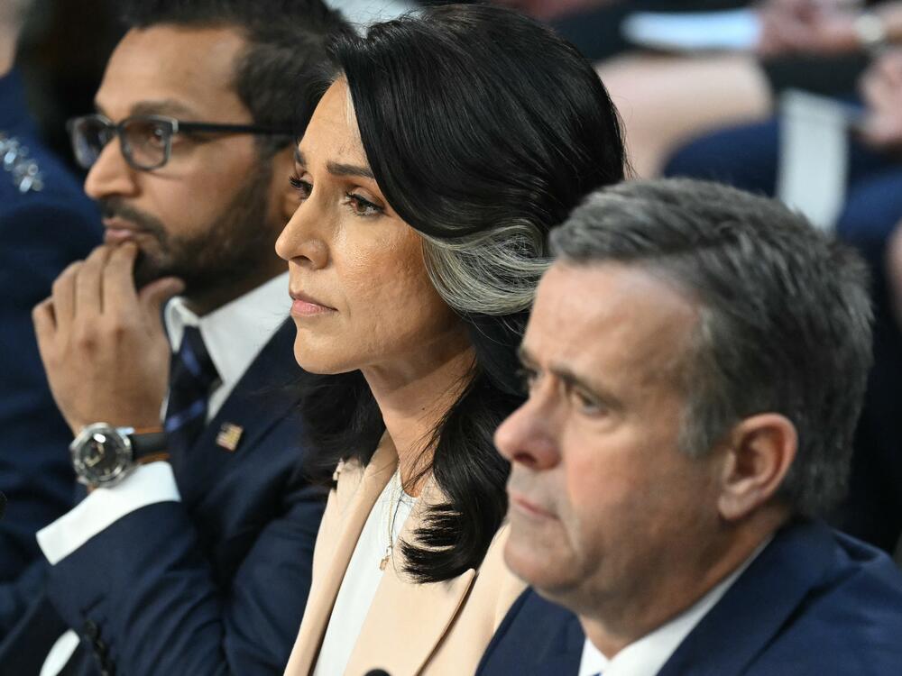 (L-R) FBI Director Kash Patel, Director of National Intelligence Tulsi Gabbard and CIA Director John Ratcliffe testify before the Senate Intelligence Committee hearing on 