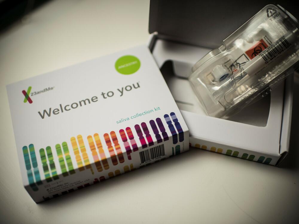 This 2018 image shows a 23andMe saliva collection kit used for DNA testing. The California-based company announced this week that it was going into bankruptcy.
