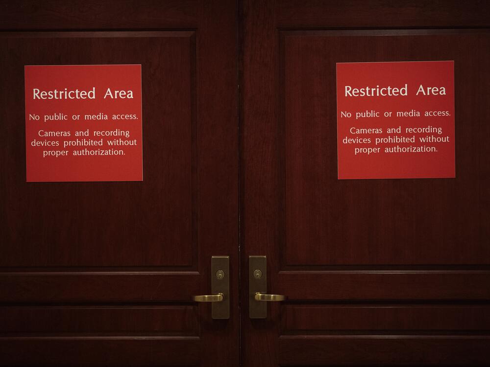 Doors to part of the U.S. Capitol containing a sensitive compartmented information facility (SCIF) are seen in 2019.