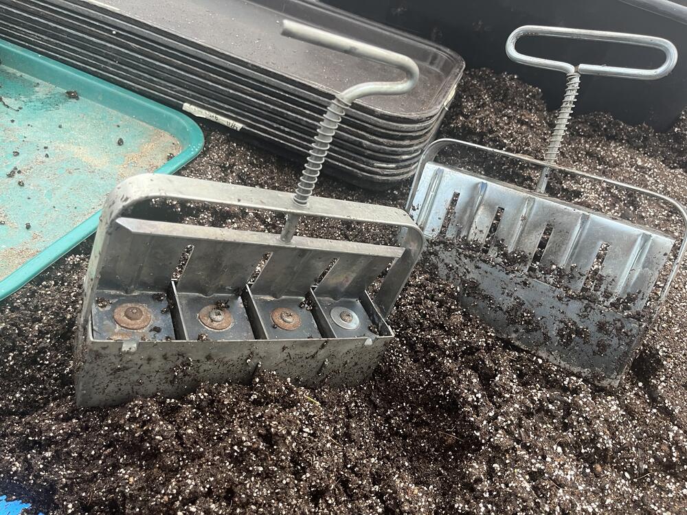 A few soil blocking tools from a class at Growing Hope Urban Farm