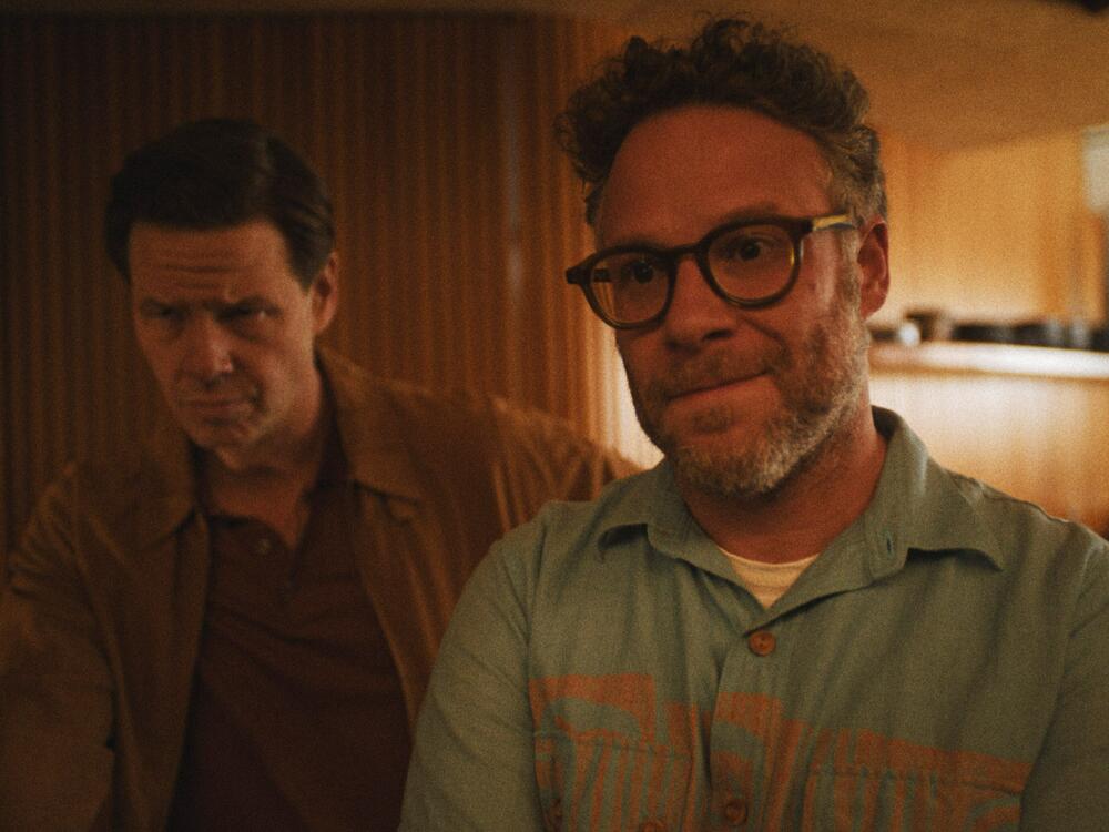Ike Barinholtz and Seth Rogen in<em> The Studio.</em>