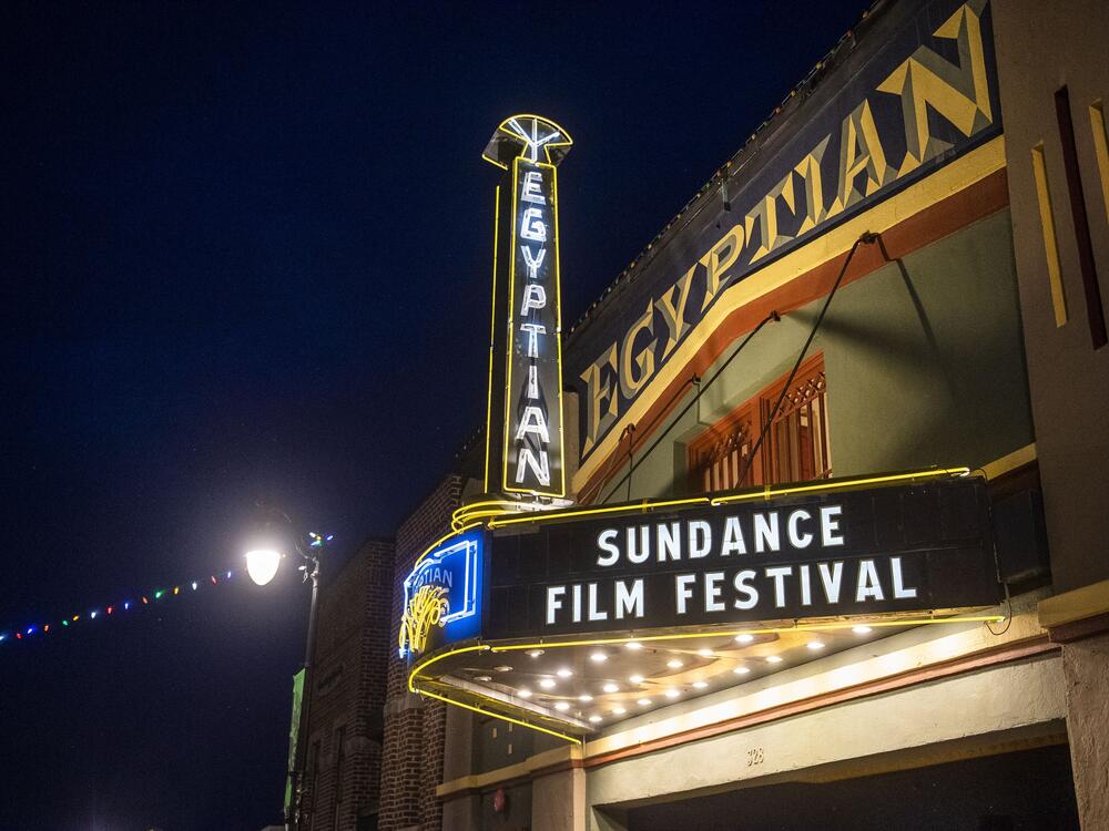 The marquee of the Egyptian Theatre at the Sundance Film Festival in Park City, Utah on Jan. 28, 2020.