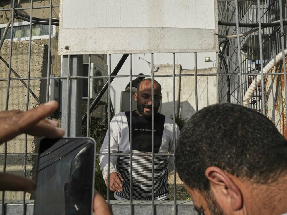 Hamdan Ballal, Oscar-winning Palestinian director of <em>No Other Land</em>, is released from a police station in the West Bank settlement of Kiryat Arba a day after being detained by the Israeli army following an attack by Jewish settlers, on Tuesday.