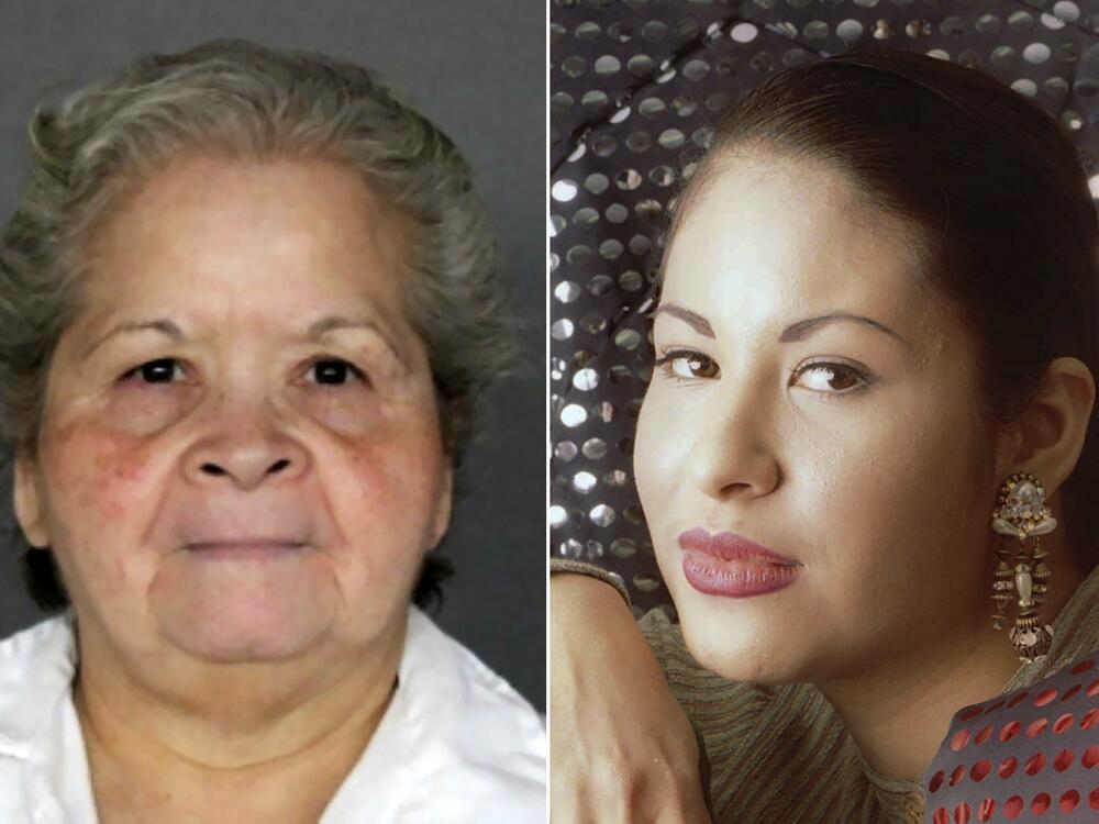 This combination of photos shows Yolanda Saldívar (from left), who is serving a life sentence at the Patrick L. O'Daniel Unit prison in Gatesville, Texas, and Tejano music star Selena posing in Corpus Christi, Texas, on March 7, 1995.