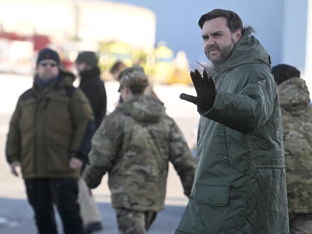 Vice President JD Vance arrives at Pituffik Space Base in Greenland, Friday, March 28, 2025.