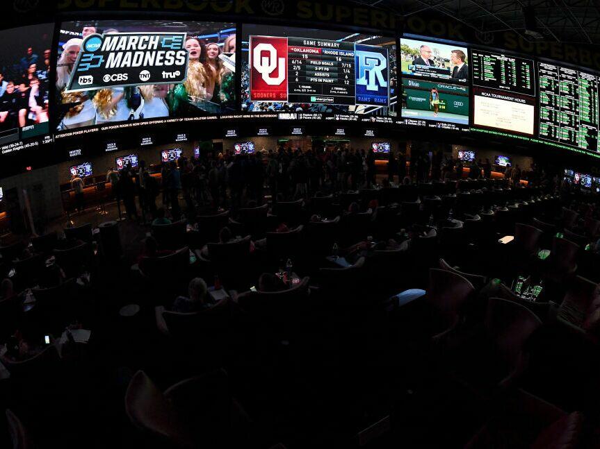 Legal betting on sports used to be limited to places like the Westgate Las Vegas Resort & Casino, pictured here. But a 2018 Supreme Court case opened the door to phone apps that can be used for betting.
