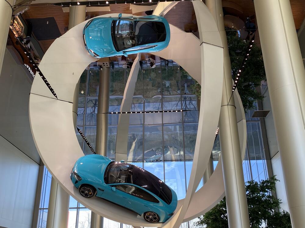The lobby of the Xiaomi auto plant in Beijing.