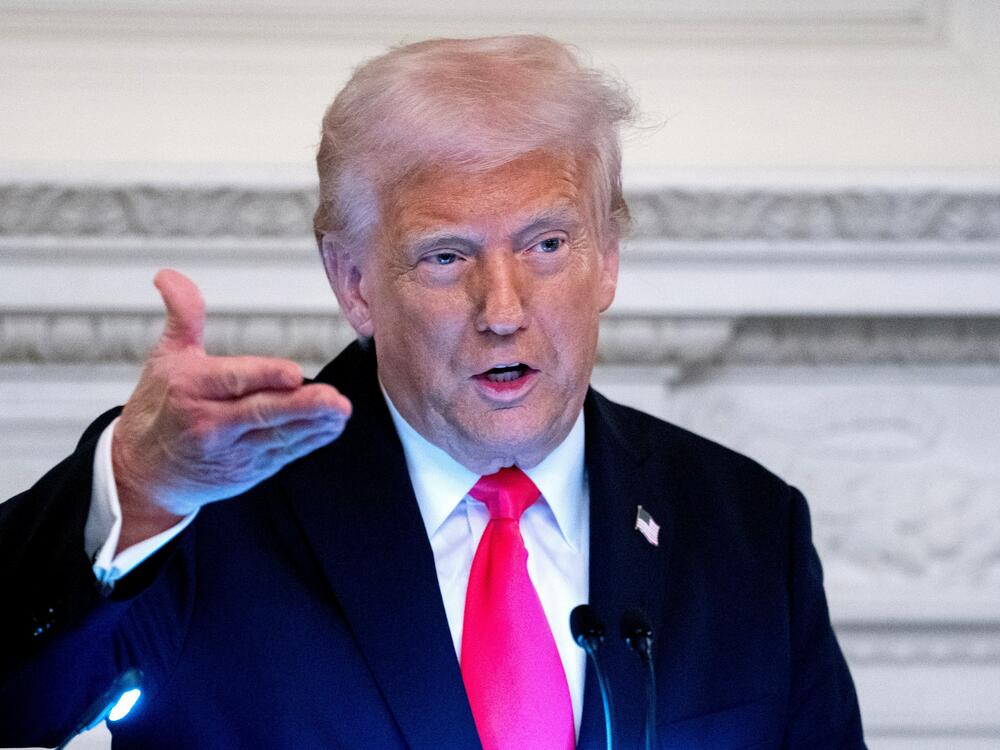 President Trump speaks at the White House on Thursday, when he signed an executive order targeting WilmerHale, marking the latest expansion of the president's campaign against law firms tied to his political enemies or investigations into his actions.
