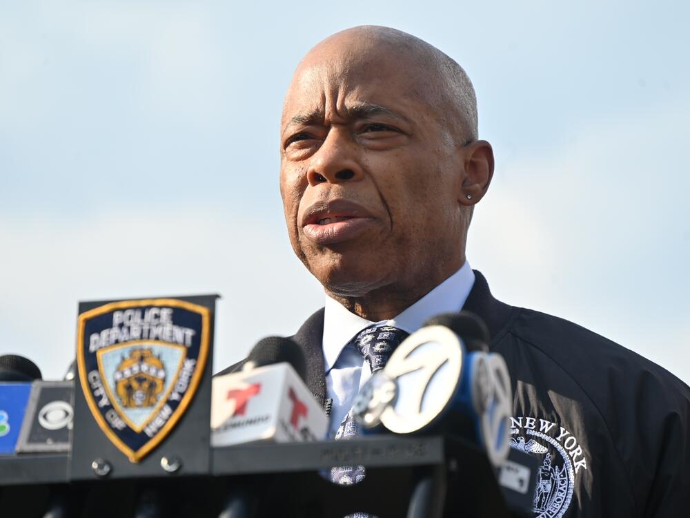 Mayor Eric Adams speaks at a news conference in Brooklyn, New York on March 29, 2025.