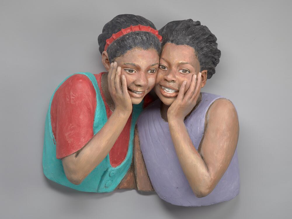 John Ahearn and Rigoberto Torres,<em> Jamese Jefferson and Gloria Bollock</em>, 1992, acrylic on Hydrocal plaster life cast