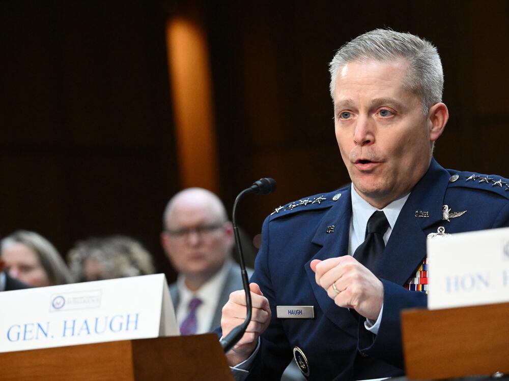 The head of the National Security Agency, Gen. Timothy Haugh, testifies before the Senate Intelligence Committee in 2024. Haugh is the latest of several top military officials to be fired by the Trump administration.