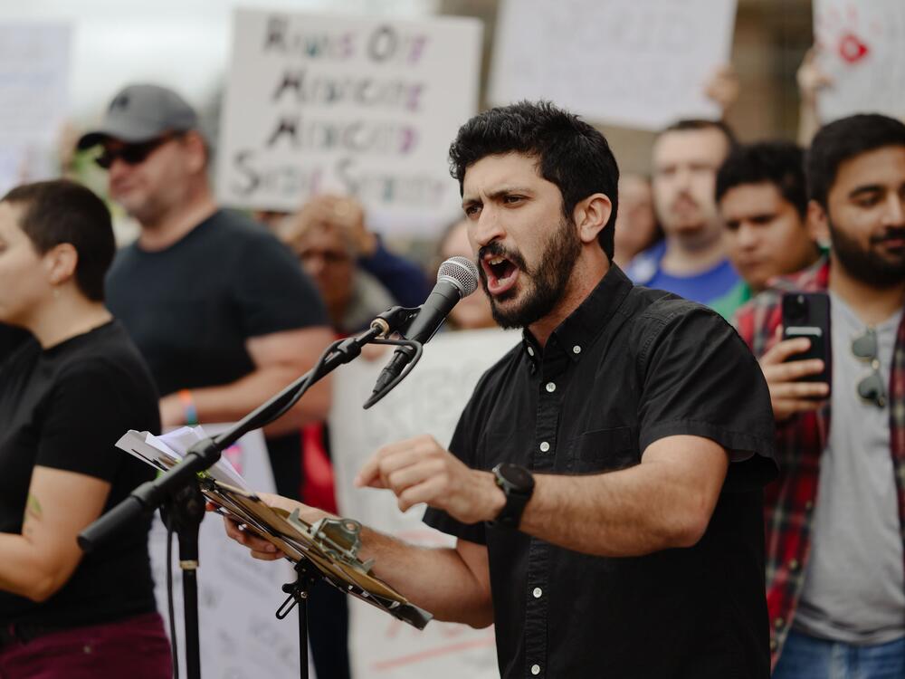 Congressman Greg Casar speaks at the Texas Capitol for the 
