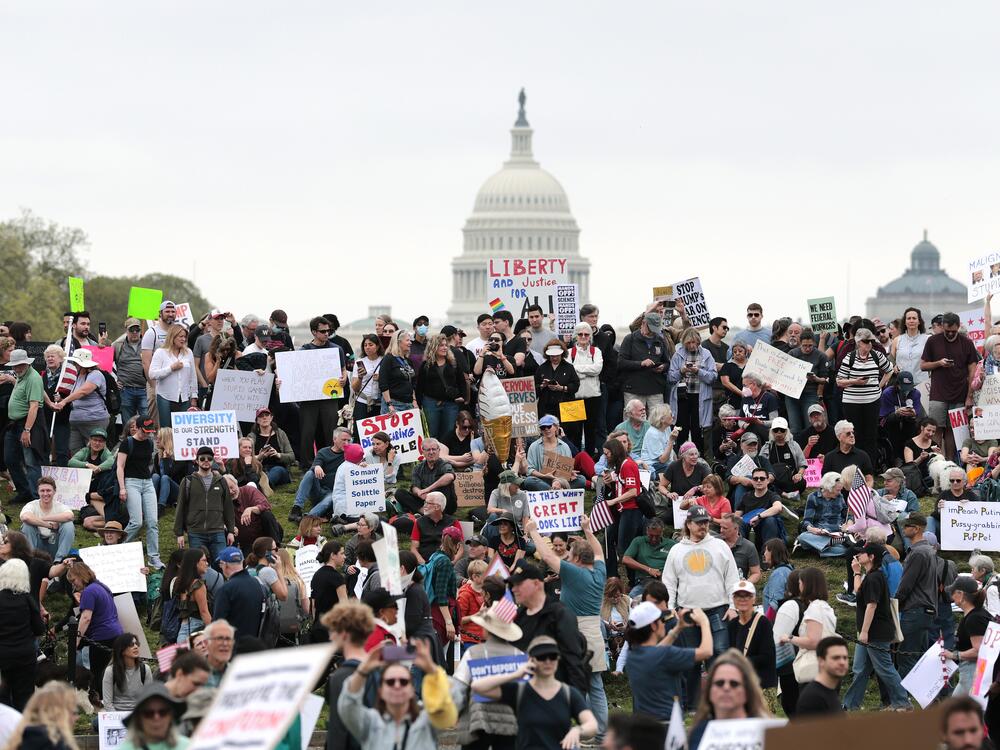 Protesters attend a 