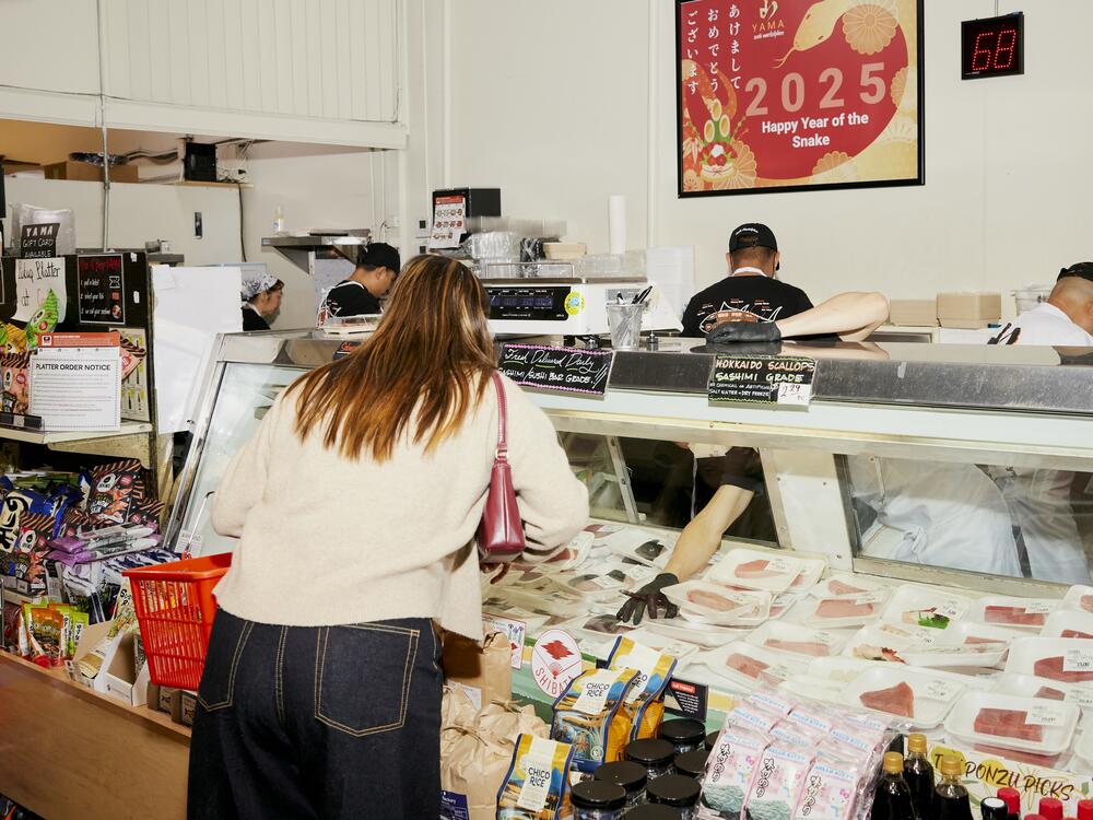 The fish counter inside Yama Sushi Marketplace.
