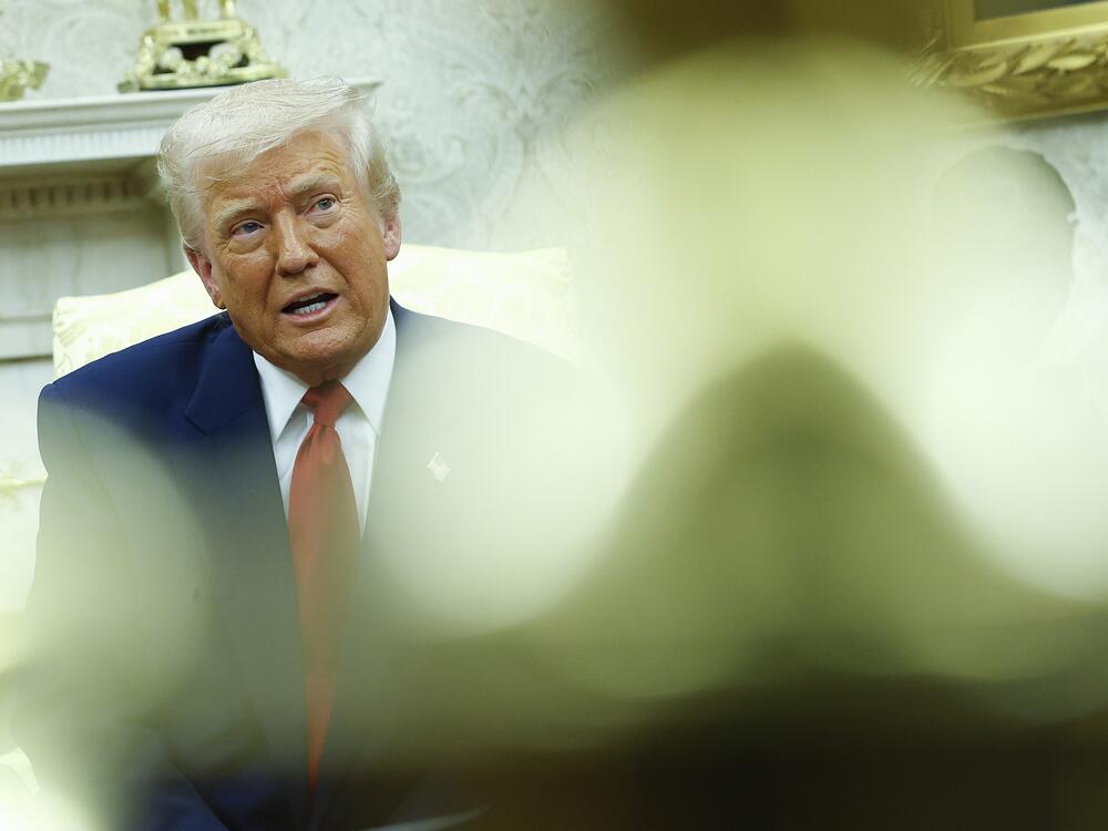 President Trump answers a reporters question during a meeting with Israeli Prime Minister Benjamin in the Oval Office of the White House on April 7.
