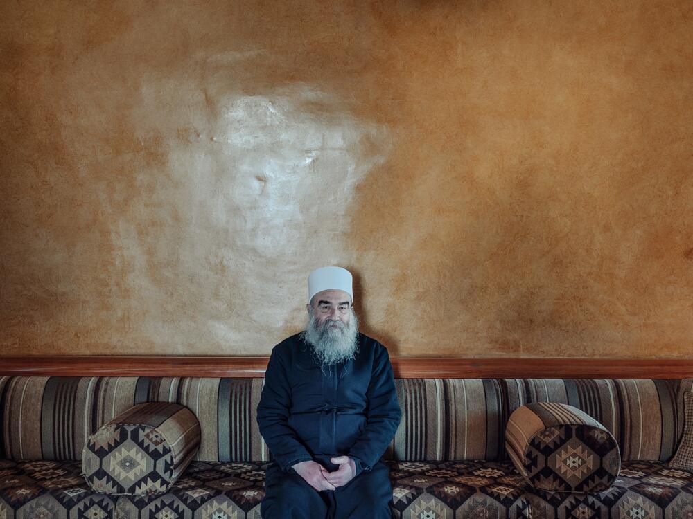 Sheikh Hikmat al-Hijri, the Druze spiritual leader, in his village home in Sweida, March 10.