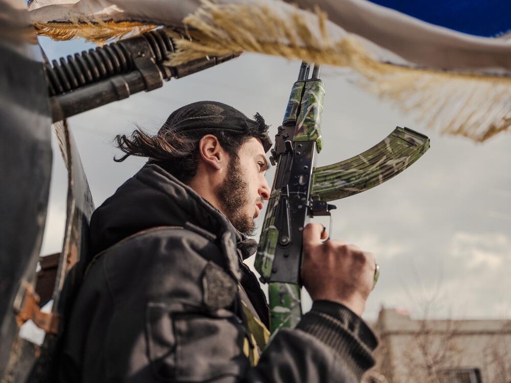 Members of the the Sweida Military Council, a paramilitary group in Sweida, March 8.