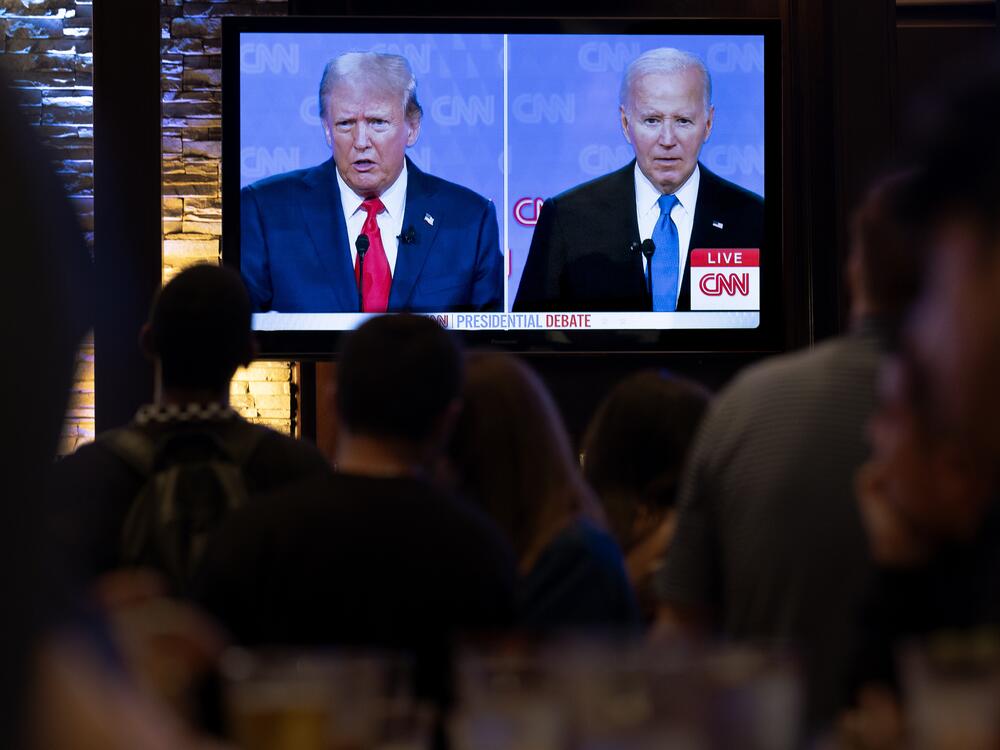 People at the Old Town Pour House watch the presidential debate on June 27, 2024 in Chicago. President Joe Biden's poor performance led to his decision to withdraw from the race.