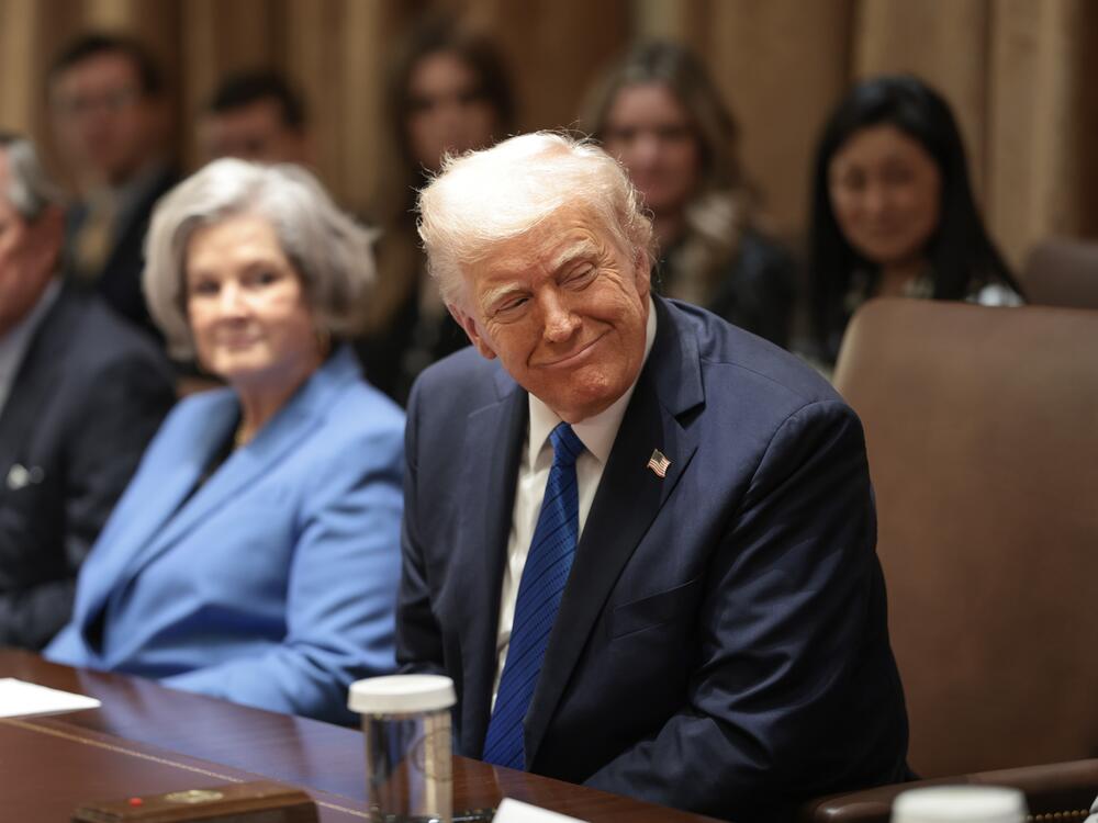 President Trump meets with a group of his ambassadors in the Cabinet Room of the White House on March 25.
