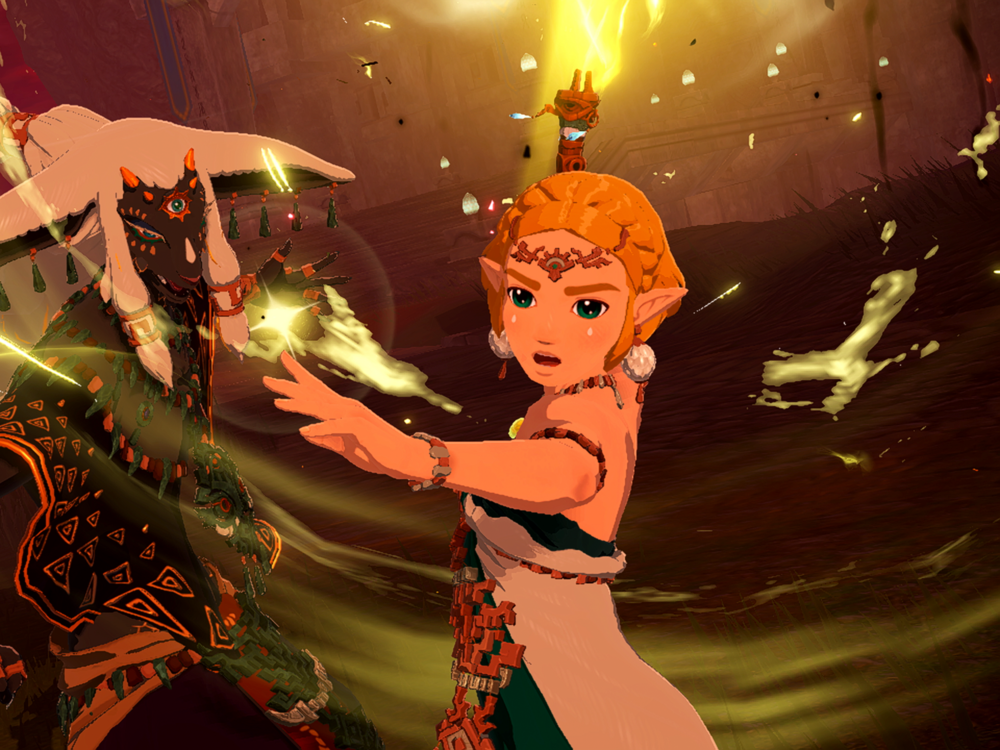 King Rauru and Princess Zelda in upcoming Nintendo game Hyrule Warriors: Age of Imprisonment.