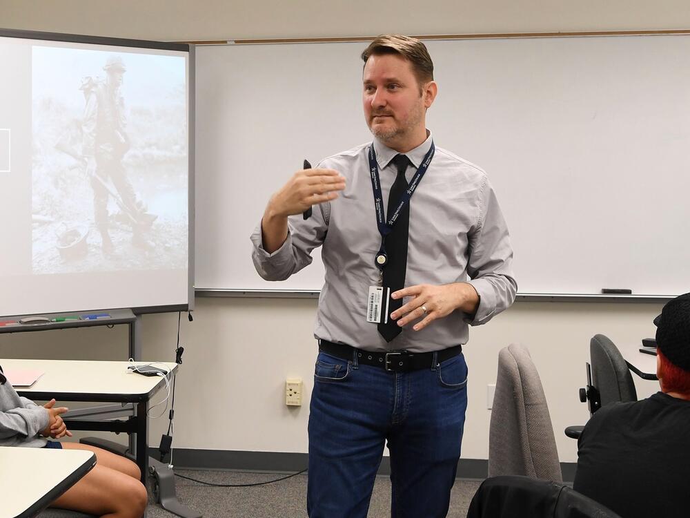 R. Chris Davis, a history professor at Lone Star College, a community college with campuses in Houston, on April 16, 2019.