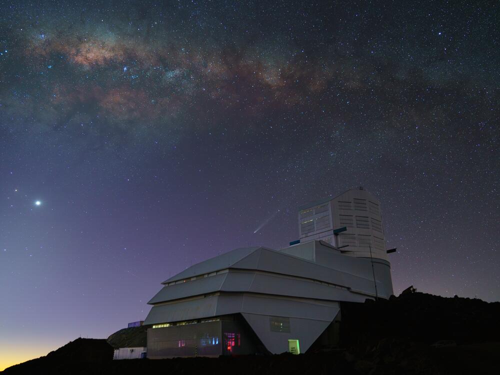 The Milky Way shines over the Vera C. Rubin Observatory in an image taken in October 2024.