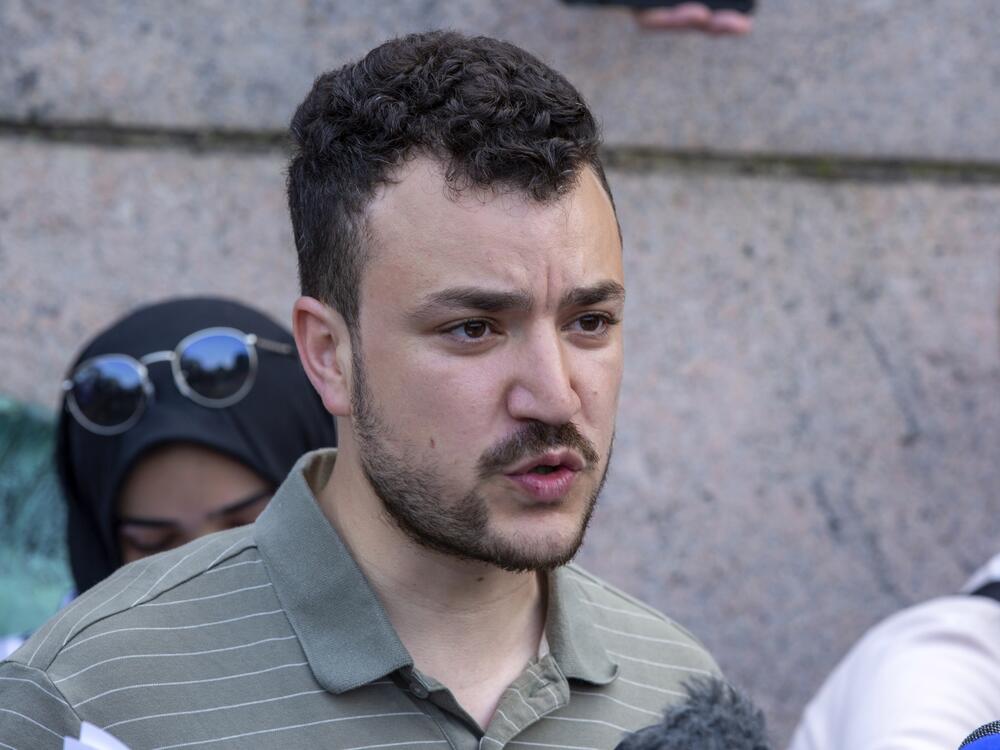 Mahmoud Khalil is seen at a pro-Palestinian protest encampment on the Columbia University campus in New York on April 29, 2024.